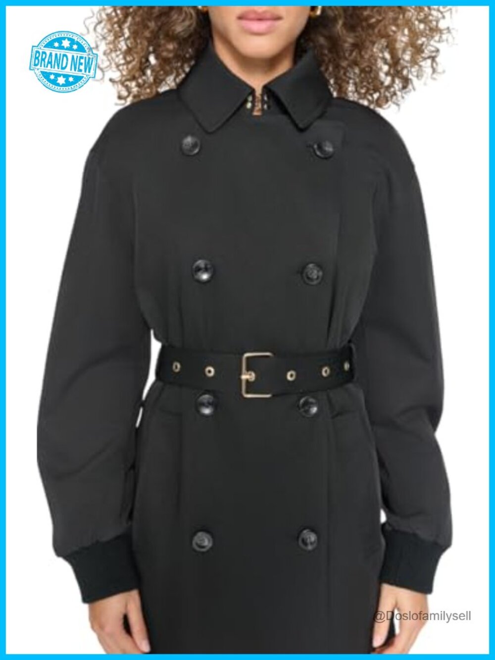 KARL LAGERFELD Long Belted Trench Coat with Bomber Sleeves